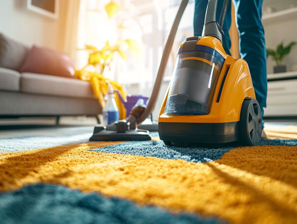 Vacuum cleaning a home carpet
